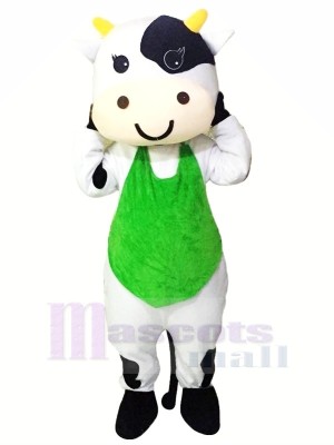 Lait Vache avec vert Gilet Mascotte Les costumes Pas cher