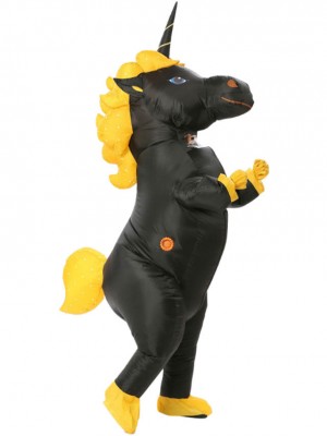 Licorne noire Cheval Exploser Gonflable Halloween Costume Pour adultes