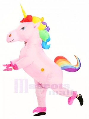 Gonflable Mignonne Licorne arc-en-ciel pour adultes Exploser Costume de mascotte