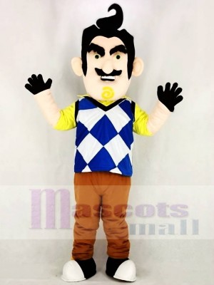 Monsieur. Peterson de Bonjour Voisin Homme Mascotte Costume Dessin animé