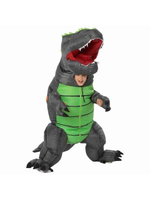 gris T-Rex Dinosaure Gonflable Costume Air Coup en haut Fête Costume pour Adulte/enfant