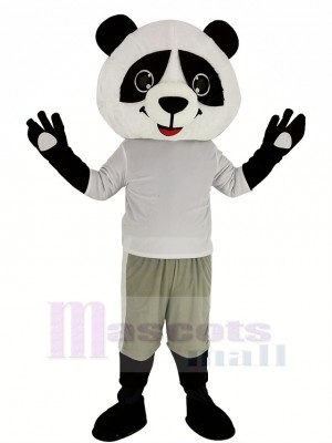 Mignonne Panda avec gris Manteau Mascotte Costume Animal