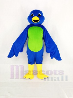 Bleu Oiseau avec vert Ventre Mascotte Costume Dessin animé