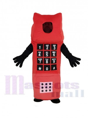 rouge Ouvert Visage Téléphone portable Mascotte Costume Dessin animé