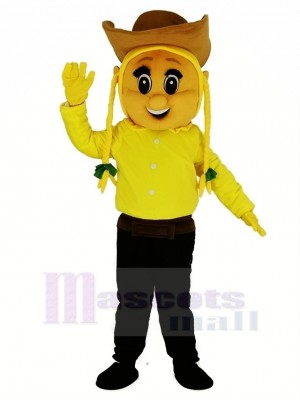 Cowgirl dans Jaune Mascotte Costume Gens