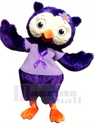 Belle Violet Hibou Mascotte Les costumes Animal