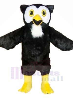 Noir Hibou avec Jaune Pieds Mascotte Les costumes Animal