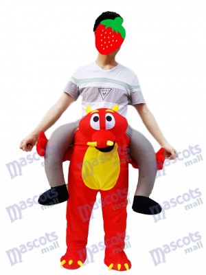 Fire Dragon Piggyback Portez-moi le Costume de mascotte Dragon Rouge