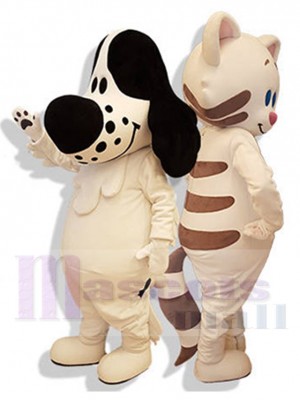 Chien de thérapie et chat de savane costume de mascotte