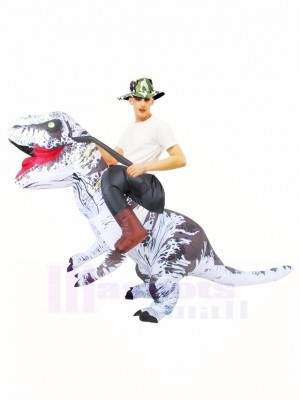 Tyrannosaure blanc T-Rex Gonflable Porte moi Ride On Costume