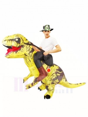 Tyrannosaure jaune T-Rex Gonflable Porte moi Ride On Costume