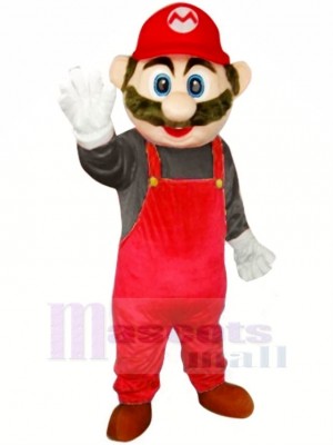 Super Mario avec rouge Salopette Mascotte Costume Dessin animé