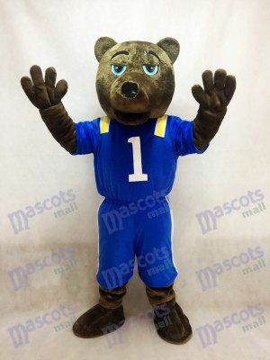 Costume mascotte ours brun foncé UCLA avec gilet