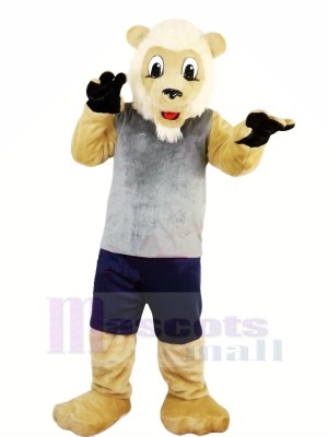 Lion avec Gris Gilet Mascotte Les costumes Adulte