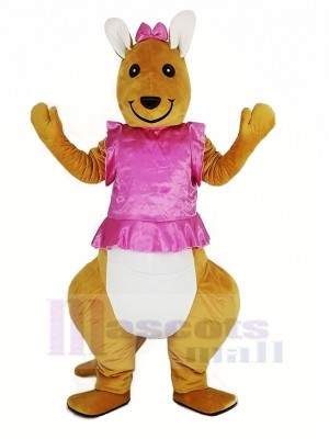 Rose Robe Kangourou Mascotte Costume Animal