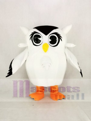 Mignonne blanc Hibou Mascotte Costume Dessin animé