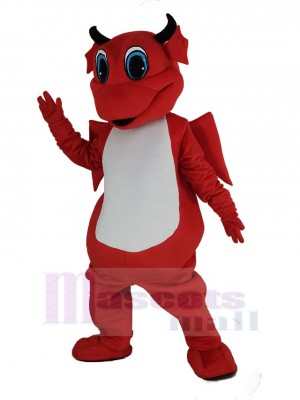 rouge Dragon avec blanc Ventre Mascotte Déguisements Dessin animé