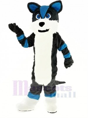 Bleu et gris Rauque Chien Fursuit Mascotte Costume Animal