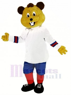 marron Castor avec blanc Manteau Mascotte Costume Animal