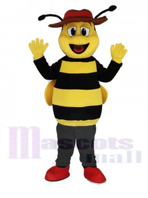 Heureux Jaune et Noir abeille Mascotte Costume