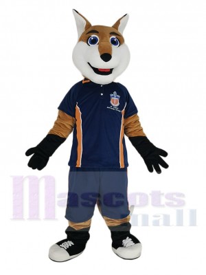 Souriant Renard dans Bleu sport La chemise Mascotte Costume