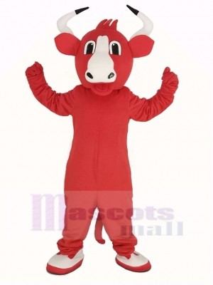 Heureux rouge Taureau Mascotte Costume