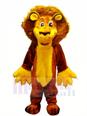 Mignonne marron Velu Lion Mascotte Costume Dessin animé