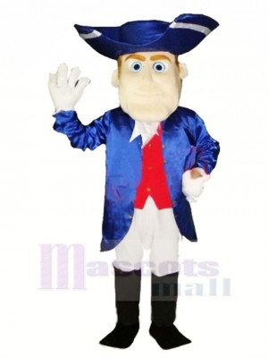 Amical Patriote dans Bleu Mascotte Costume Gens