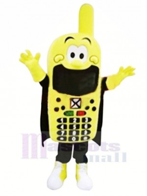 Drôle Jaune Téléphone Mascotte Costume Dessin animé
