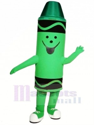 Mignonne vert Crayon Mascotte Costume Dessin animé