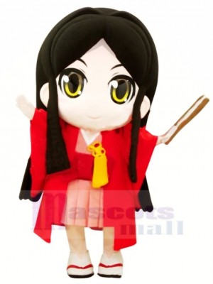 Japonais Fille avec Gros Yeux Mascotte Costume Dessin animé