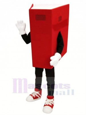rouge Livre Mascotte Costume Dessin animé
