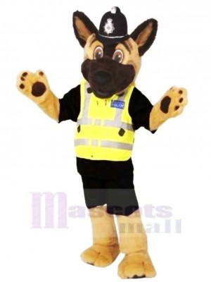 marron et Noir Personnel Police Chien Mascotte Costume Dessin animé