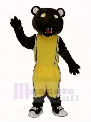 Foncé marron Panthère avec Jaune Tenue de sport Mascotte Costume