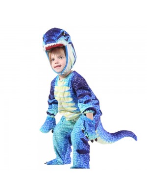 Bleu T-Rex Dinosaure Costume Dinosaure Combinaison Halloween Noël Robe en haut Cadeau pour Enfant