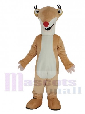 Paresseux au sol avec rouge Nez Sid for Ice Age Mascotte Costume Animal