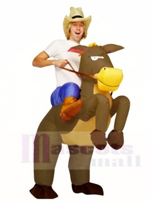 Cow-boy Cow-girl Balade sur marron Cheval Gonflable Halloween Noël Les costumes pour Adulte