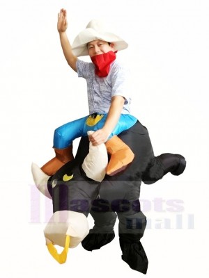 Cow-boy Balade sur Noir Taureau Gonflable Les costumes pour Adulte