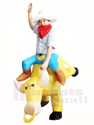 Cow-boy Balade sur Jaune Taureau Gonflable Halloween Noël Les costumes pour Adultes