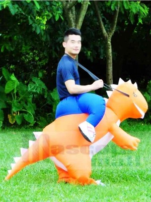 Orange Dinosaure Porter moi Balade Sur T-rex Gonflable Halloween Noël Les costumes pour Adultes