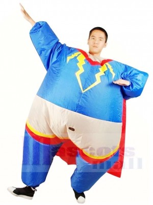 Graisse Superman Super héros Cosplay avec rouge Manteau Gonflable Halloween Noël Les costumes pour Adultes