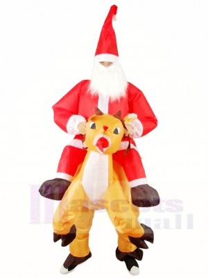 Renne Porter Père Noël Claus Père Noël Gonflable Halloween Noël Les costumes pour Adultes
