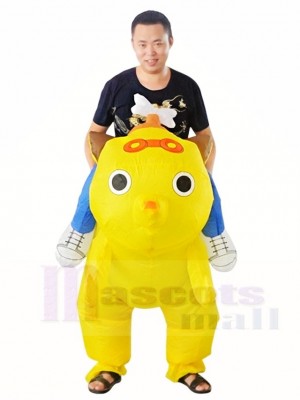 Jaune Chien Porter moi Balade sur Gonflable Halloween Noël Les costumes pour Adultes