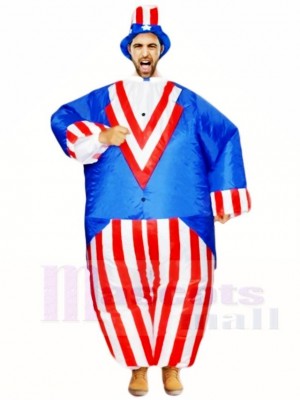 américain NOUS Drapeau Oncle Sam Indépendance journée Gonflable Halloween Coup Up Les costumes pour Adultes
