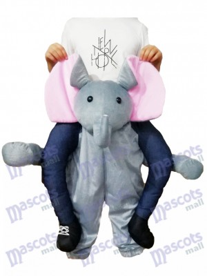 Piggyback Elephant Carry Me Ride Costume de mascotte d'éléphant gris