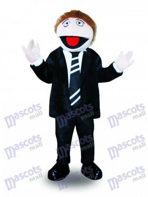 Costume de mascotte de costume noir homme Cartoon