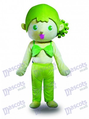 Costume de mascotte de cheveux verts fille Cartoon