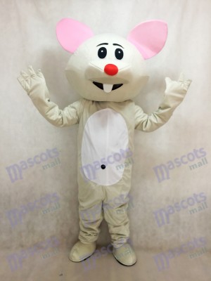 Souris grise avec costume de mascotte nez rouge Animal