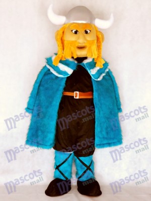 New Thor le costume de mascotte viking géant avec cape bleue