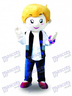 Gilet de cheveux jaunes Boy Mascotte Costume Cartoon
